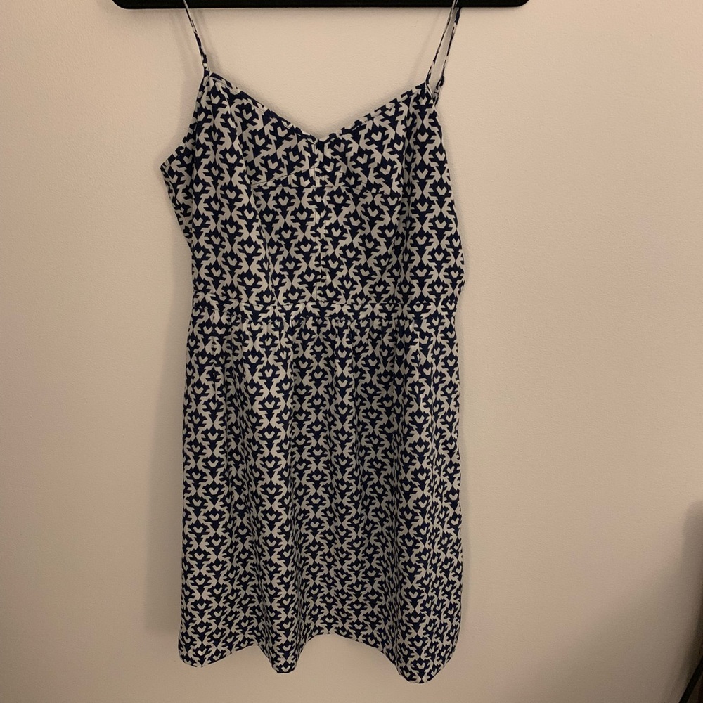 Blue and White Geometric J.Crew Sundress